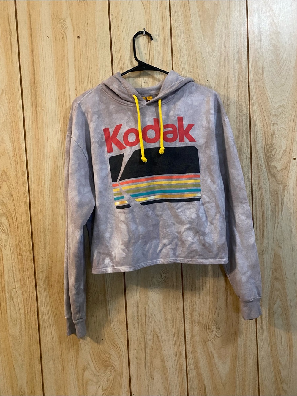 Kodak Lilac Tie-Dye Hoodie with Yellow Drawstrings